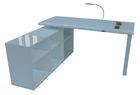 White Wooden Smart Office Desk with Bluetooth Speaker / LED Lamb