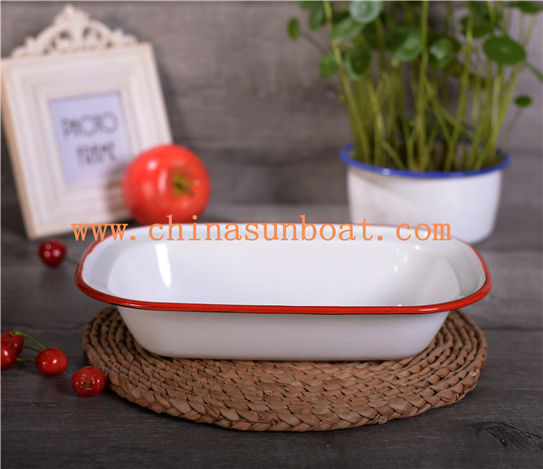 Sunboat Enamel Ceramic Dinnerware Plate (set) Square Food Tray Plate