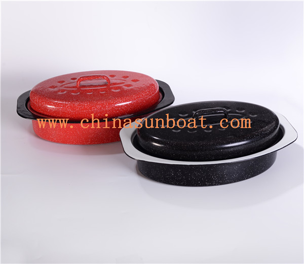 Sunboat 13& quot;Enamel Roaster with Cover Turkey Roaster