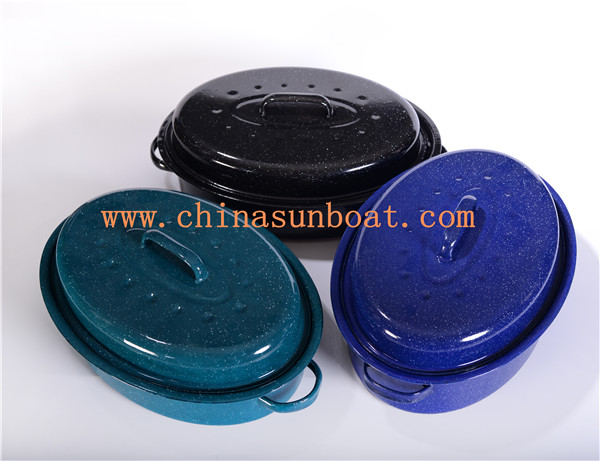 Sunboat 15& quot;Enamel Roaster with Cover, Bake, Pan, Pot