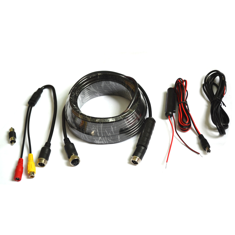 4PIN Connector Plug Extension Cables With RCA Adapter 10 Meters For Rear View Backup Camera And Monitor