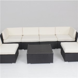 Outdoor Leisure All Weather PE Rattan 7pcs Sectional Sofa Set Comfortable Chair And Coffee Table