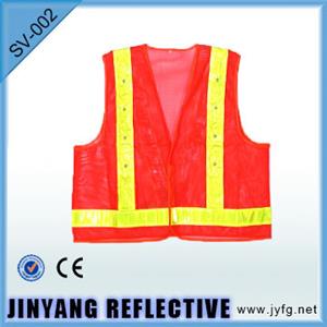 Red Reflective Vest With 16 LED Light