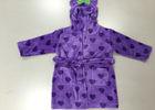 Purple Cute Thick Winter Girls Hooded Bathrobes Sleepwear For Children / Kids