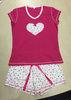 Soft 100% Cotton Knit Pajamas Sets Heart Printed Ladies Short Pyjama Set Sleepwear