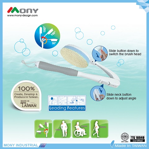 Adjustable and Interchangeable Bath Brush -  Loofah+Sponge