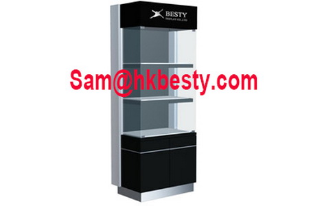 Gold jewelry Stud Sapphire Timber veneered MDF Wall Cabinets featuring LED lighting