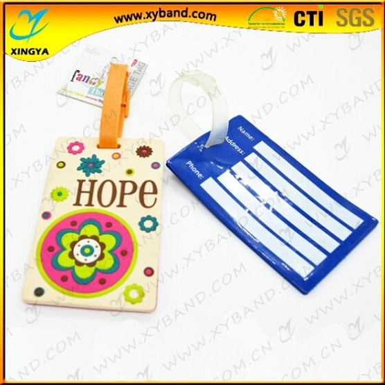 fashion embossed logo PVC luggage tag 