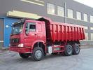 Red 16 Tons Large Dump Truck , Heavy Load Truck 6x4 Dump Truck