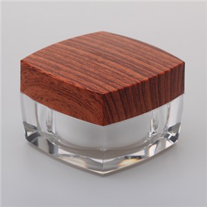 square wooden cosmetic jar