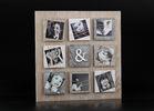 Wooden 9 Opening 4”x4” Wall Hanging Photo Frame With Elastic In Washed White