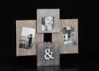 Wooden 4 Opening 4”x4” and 4& quot;x6& quot;  Wall Hanging Photo Frame With Elastic In Washed White