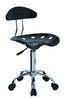 Black Swivel Bar Stools With Wheels , Adjustable Rolling Stool Plastic Material