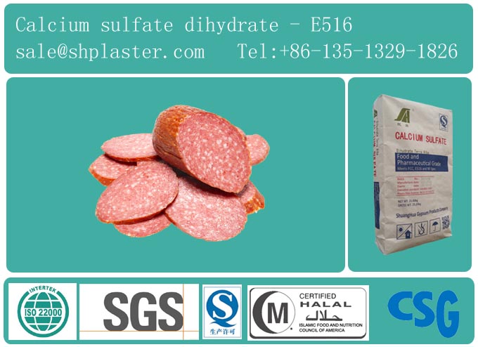 food grade calcium sulfate dihydrate E516 for meat product