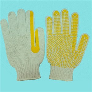 7G 100%polyester PVC Dotted Glove