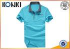 Blue School Boys Uniform Polo Shirts With Pocket , Cotton Material