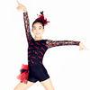 Adult Jazz Costumes Sequined Lace Long Sleeve Leotard Shorts With Side Suttles