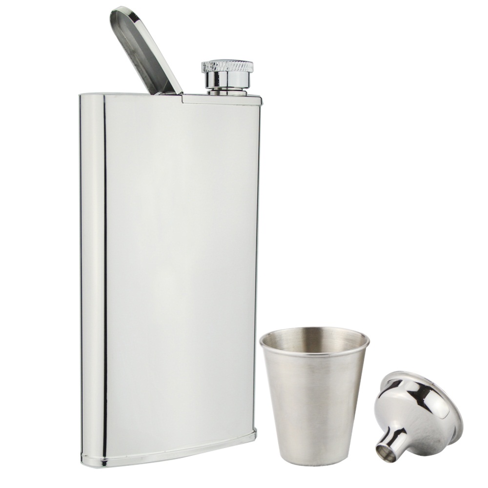Stainless Steel Hip Flask with Built in Cigar Case 