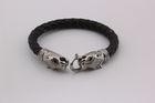 Panther Link Mens Leather And Stainless Steel Bracelets For Jewelry Gift