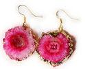 Irregular Shaped Sparkly Druzy Stud Earring , Colored Quartz Dangle Druzy Drop Earrings