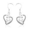 Hand Made Sterling Silver Earring Drop Earrings Pave CZ With Round Natural Pearl Heart Shape
