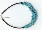 Custom Gemstone Beaded Jewelry Turquoise And Agate Chips Necklace For Office Lady