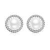 Zircon Surround Sterling Silver Pearl Stud Earrings For Custom Fashion Jewelry