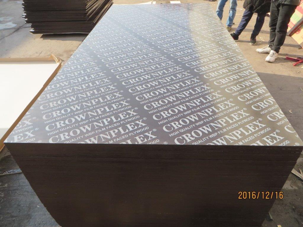 CROWNPLEX BRAND FILM FACED PLYWOOD, POPLAR CORE, WBP MELAMINE GLUE, BROWN PRINTED FILM
