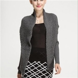Fall Winter Ladies Cotton Novelty Stitch Knitted Long Sleeve Cardigan Waistcoat With Belt