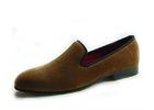 Business Mens Velvet Smoking Slippers Embroidered Mens Red Suede Loafers