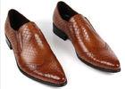 Snake Skin Pattern Men Formal Dress Shoes Genuine Leather Men Luxury Shoes For Party