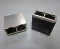 Two Port 10 / 100 Base POE Rj45 Jack 1x2 Tab Up With LED Network Transformer