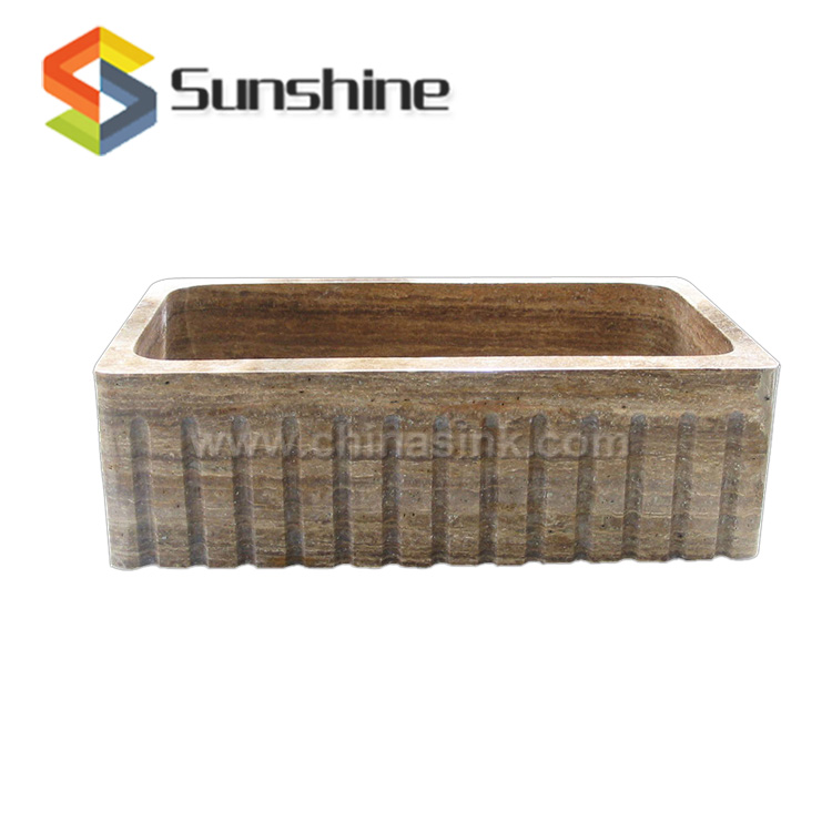 Brown Travertine Single Bowl Kitchen Sink