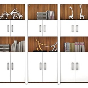 Walnut With Pearl White Bookcase With Cabinet Design Given More Storage Needs