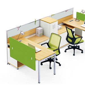U-Shaped Office Workstation Combine With Cabinet Suitable For Two Staff