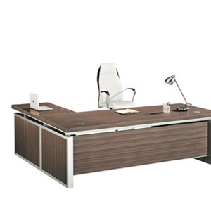 Modern Office Boss Desk With Fixed Cabinet And Movable 3-drawer