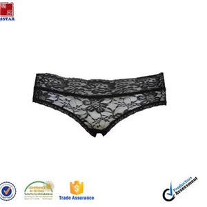 Sexy Black Ladies Lace Lingerie Black Double Sheer Lace Panties For Women