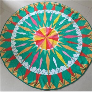 Round Beach Towel With Tassel Fringe 100% Cotton Printed Blanket Beach Throw Extra Large Classic Beach Round Yoga Mat Dia 180cm