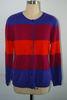 Long Sleeve Knitted Wool Striped Cardigan Sweater For Women / Adults Anti Shrink