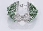 Ladies Latest Fashion Jewelry Costume Pearl Bracelets With Diamond Green Color