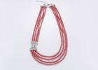 Multi Strand Long Faux Pearl Necklace With Diamond ,  Dainty Red Beaded Choker Necklace
