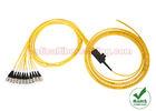 FC / UPC Single Mode Pigtail 12 Core Flat Ribbon Fiber Optic Patch Cord With 2.0mm Breakout