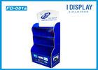 3 Tiers Custom Cardboard Floor Displays Stand Blue Color For Computer Accessories