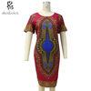 Summer Dashiki African Print Dresses Short Sleeve Round Neck Knee Length