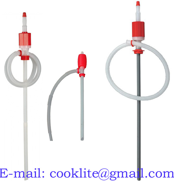 Plastic manual siphon oil fuel chemicals liquids fluids transfer pump