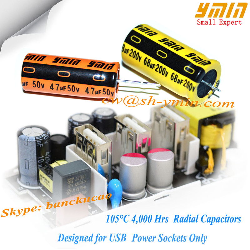 GP series radial lead aluminum electrolytic capacitor special for portable dual  USB charger USB battery charger 