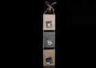 Wooden 3 Opening 4”x6” Wall Hanging Photo Frame With Elastic In Washed White Hung By Rope