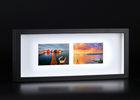 Two Openings Matted 4”x6” Wooden Collage Frames In Outer Black And White Inlay