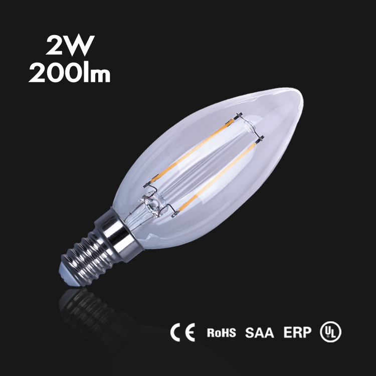 New lights led candle light C35 E14 2w filament bulb