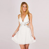 Sheath Column Deep-V Straps Mini Chiffon Beading Cocktail Dress